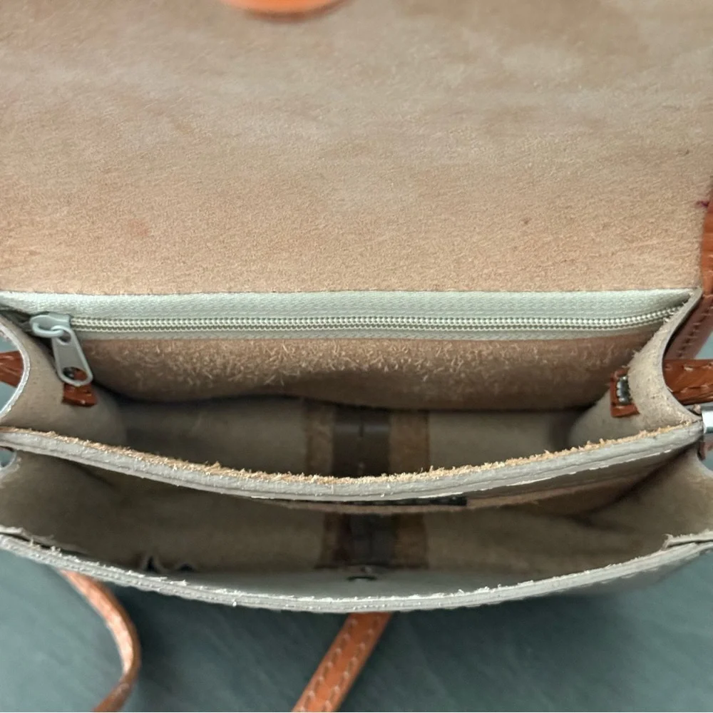 Vera Pelle Brown Leather Tan Handbag Italian Crossbody Purse